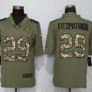 New Nike Miami Dolphins 29 Fitzpatrick Olive/Camo Carson 2018 Salute to Service Limited Jersey