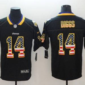 Nike 2018 Minnesota Vikings #14 Diggs USA Flag Fashion Black Color Rush Limited Jersey