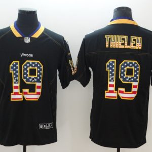 Nike 2018 Minnesota Vikings #19 Thielen USA Flag Fashion Black Color Rush Limited Jersey