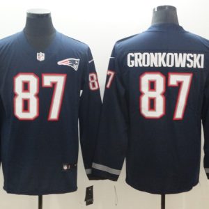 Men's New England Patriots Patriots 87 Gronkowski Teams Nike Therma Long Sleeve Jersey