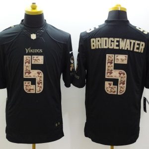 Nike Minnesota Vikings #5 Bridgewater Black Salute TO Service Jersey