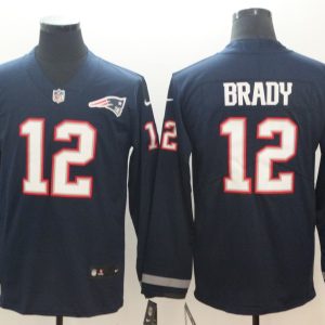 Men's England Patriots #12 Brady Teams Nike Therma Long Sleeve Jersey