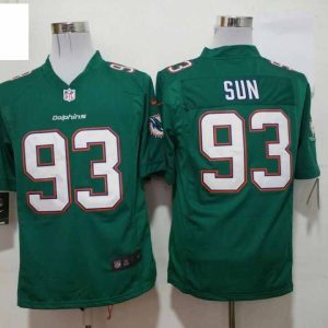 Nike Miami Dolphins #93 Sun Green Game Jersey