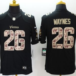 Nike Minnessota Vikings #26 Waynes Black Salute TO Service Jersey