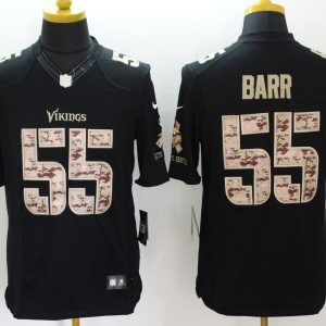 Nike Minnessota Vikings #55 Barr Black Salute TO Service Jersey