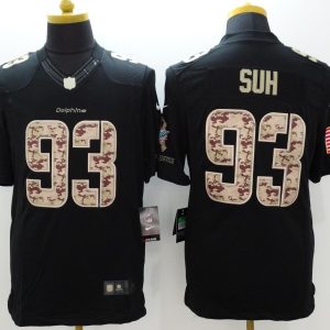 Nike Miami Dolphins #93 Suh Black Limited Salute to Service Jersey
