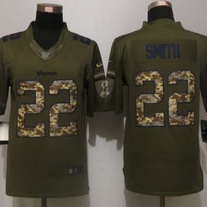 New Nike Minnesota Vikings 22 Smith Green Salute To Service Limited Jersey
