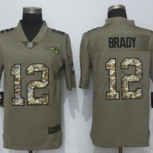 Nike New England Patriots Patriots 12 Brady Olive/Camo Carson 2018 Salute to Service Limited Jersey