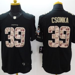 Nike Miami Dolphins #39 Csonka Black Salute TO Service Jersey