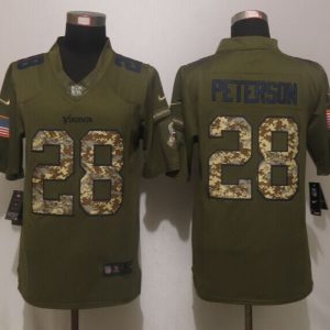 New Nike Minnesota Vikings 28 Peterson Green Salute To Service Limited Jersey