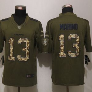 New Nike Miami Dolphins 13 Marino Green Salute To Service Limited Jersey