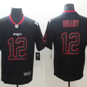 NFL 2018 New England Patriots Patriots 12 Brady Lights Out Black Color Rush Limited Jersey