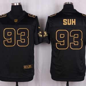 Mens Miami Dolphins #93 Ndamukong Suh Pro Line Black Gold Collection Jersey