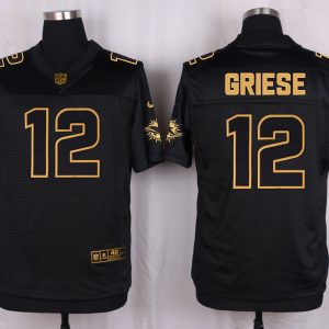 Mens Miami Dolphins #12 Griese Pro Line Black Gold Collection Jersey