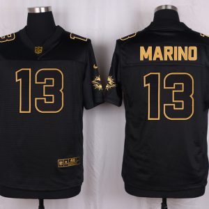 Mens Miami Dolphins #13 Marino Pro Line Black Gold Collection Jersey