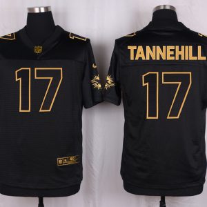 Mens Miami Dolphins #17 Tannehill Pro Line Black Gold Collection Jersey