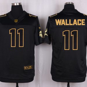 Mens Minnesota Vikings #11 Wallace Pro Line Black Gold Collection Jersey