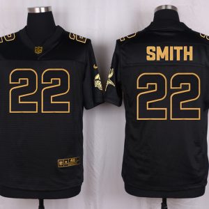 Mens Minnesota Vikings #22 Smith Pro Line Black Gold Collection Jersey