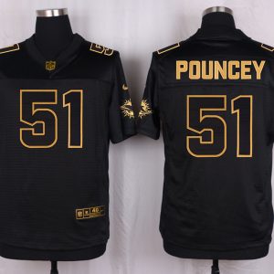 Mens Miami Dolphins #51 Pouncey Pro Line Black Gold Collection Jersey