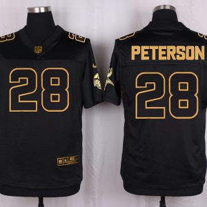 Mens Minnesota Vikings #28 Peterson Pro Line Black Gold Collection Jersey