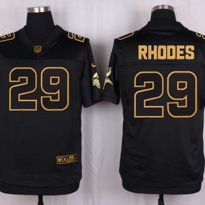 Mens Minnesota Vikings #29 Rhodes Pro Line Black Gold Collection Jersey