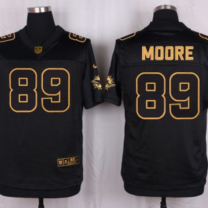 Mens Miami Dolphins #89 Moore Pro Line Black Gold Collection Jersey