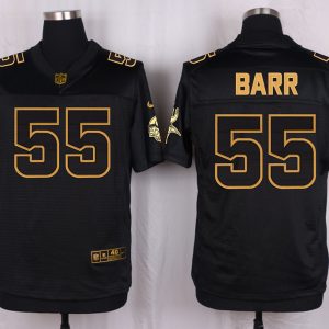 Mens Minnesota Vikings #55 Barr Pro Line Black Gold Collection Jersey