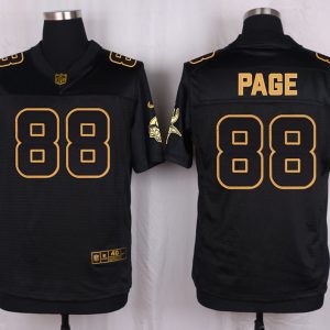 Mens Minnesota Vikings #88 Page Pro Line Black Gold Collection Jersey