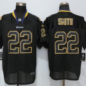 New Nike Minnesota Vikings 22 Smith Lights Out Black Elite Jerseys