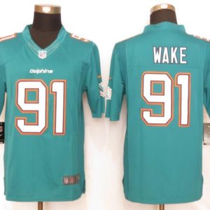 New Nike Miami Dolphins 91 Wake Green Limited Jerseys