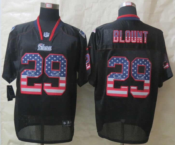 New Nike New England Patriots Patriots 29 Blount USA Flag Fashion Black Elite Jerseys