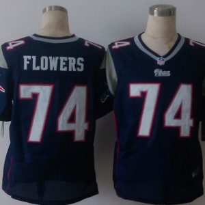 Nike New England Patriots Patriots #74 Flowers Blue Elite Jersey