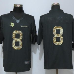 New Nike Minnesota Vikings 8 Bradford Anthracite Salute To Service Limited Jersey