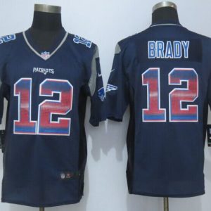 2015 New Nike New England Patriots Patriots 12 Brady Pro Line Navy Blue Fashion Strobe Jersey