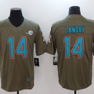 Mens Miami Dolphins #14 Landry Olive Salute to Service Limited Jersey