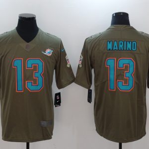 Mens Miami Dolphins #13 Marino Olive Salute to Service Limited Jersey