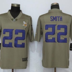 Mens Minnessota Vikings #22 Smith Olive Salute to Service Limited Jersey