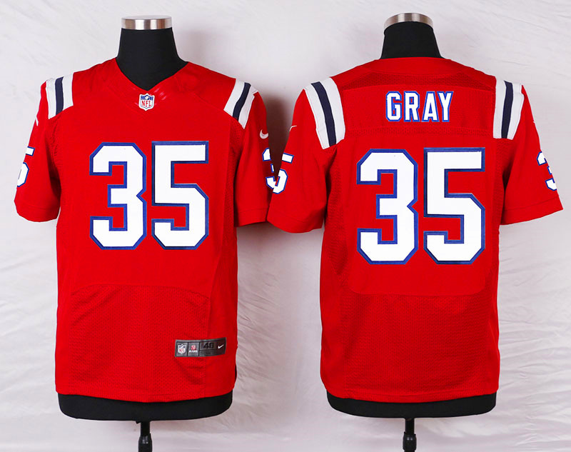 Nike New England Patriots Patriots #35 Gray Elite Red Jersey