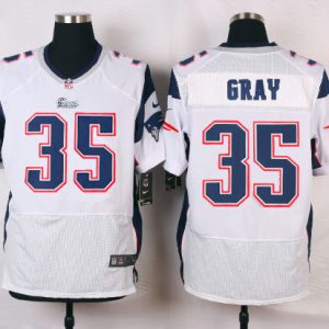 Nike New England Patriots Patriots #35 Gray Elite White Jersey