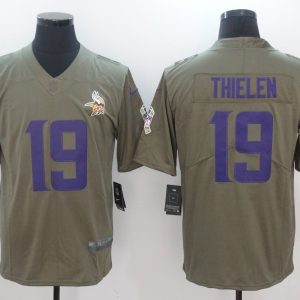 New Nike Minnesota Vikings 19 Thielen Olive Salute To Service Limited Jersey