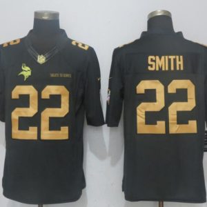 New NFL Minnesota Vikings #22 Smith Gold Anthracite Salute To Service Limited Jersey
