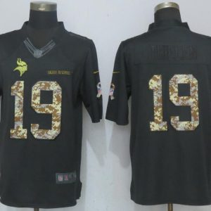 New Nike Minnesota Vikings 19 Thielen Anthracite Salute To Service Limited Jersey