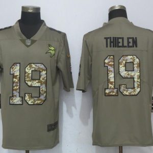New Nike Minnesota Vikings 19 Thielen OliveCamo Carson Salute to Service Limited Jersey