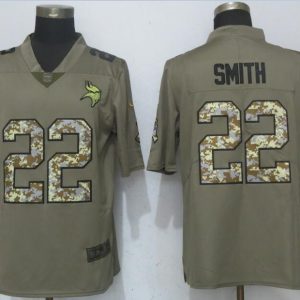 New Nike Minnesota Vikings 22 Smith Olive Camo Carson Salute to Service Limited Jersey
