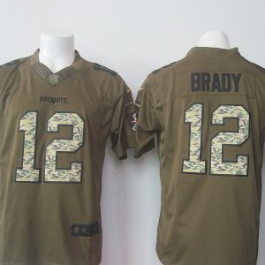 NFL New England Patriots Patriots #12 Brady Salute To Service Green Jersey