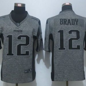 New Nike New England Patriots Patriots 12 Brady Gray Mens Stitched Gridiron Gray Limited Jersey