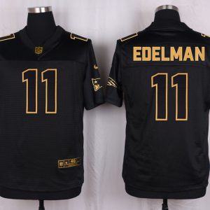 Mens New England Patriots Patriots #11 Edelman Pro Line Black Gold Collection Jersey