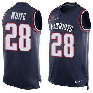 NFL New England Patriots Patriots #28 White Blue Limited Tank Top Jersey