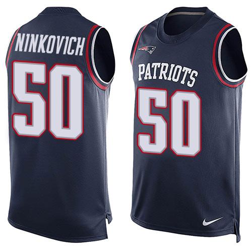 NFL New England Patriots Patriots #50 Ninkovich Blue Limited Tank Top Jersey