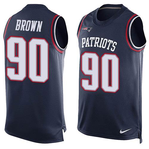 NFL New England Patriots Patriots #90 Brown Blue Limited Tank Top Jersey